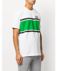 weißes horizontal gestreiftes T-Shirt mit einem Rundhalsausschnitt von MSGM