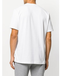 weißes horizontal gestreiftes T-Shirt mit einem Rundhalsausschnitt von MSGM