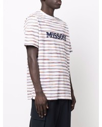 weißes horizontal gestreiftes T-Shirt mit einem Rundhalsausschnitt von Missoni