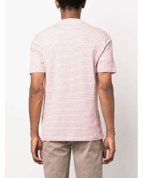 weißes horizontal gestreiftes T-Shirt mit einem Rundhalsausschnitt von Brunello Cucinelli