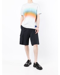 weißes horizontal gestreiftes T-Shirt mit einem Rundhalsausschnitt von Paul Smith