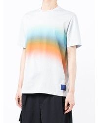 weißes horizontal gestreiftes T-Shirt mit einem Rundhalsausschnitt von Paul Smith