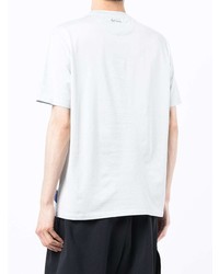 weißes horizontal gestreiftes T-Shirt mit einem Rundhalsausschnitt von Paul Smith