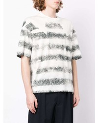 weißes horizontal gestreiftes T-Shirt mit einem Rundhalsausschnitt von Emporio Armani