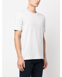 weißes horizontal gestreiftes T-Shirt mit einem Rundhalsausschnitt von Brunello Cucinelli