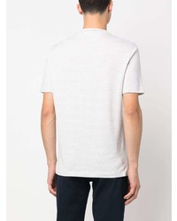 weißes horizontal gestreiftes T-Shirt mit einem Rundhalsausschnitt von Brunello Cucinelli