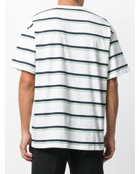 weißes horizontal gestreiftes T-Shirt mit einem Rundhalsausschnitt von Carhartt