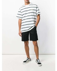 weißes horizontal gestreiftes T-Shirt mit einem Rundhalsausschnitt von Carhartt