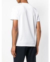 weißes horizontal gestreiftes T-Shirt mit einem Rundhalsausschnitt von Fendi