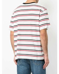 weißes horizontal gestreiftes T-Shirt mit einem Rundhalsausschnitt von Alexander Wang