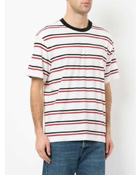 weißes horizontal gestreiftes T-Shirt mit einem Rundhalsausschnitt von Alexander Wang