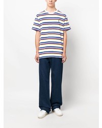 weißes horizontal gestreiftes T-Shirt mit einem Rundhalsausschnitt von Polo Ralph Lauren