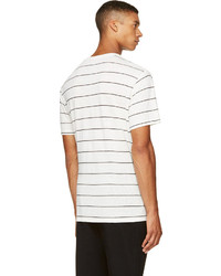 weißes horizontal gestreiftes T-Shirt mit einem Rundhalsausschnitt von Alexander Wang