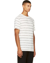 weißes horizontal gestreiftes T-Shirt mit einem Rundhalsausschnitt von Alexander Wang