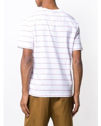 weißes horizontal gestreiftes T-Shirt mit einem Rundhalsausschnitt von Calvin Klein Jeans