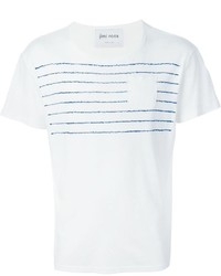 weißes horizontal gestreiftes T-Shirt mit einem Rundhalsausschnitt