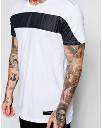 weißes horizontal gestreiftes T-Shirt mit einem Rundhalsausschnitt von Religion