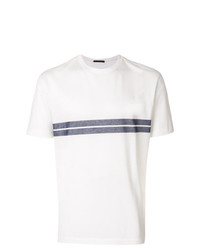 weißes horizontal gestreiftes T-Shirt mit einem Rundhalsausschnitt von The Gigi