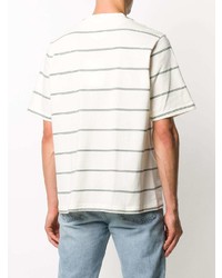 weißes horizontal gestreiftes T-Shirt mit einem Rundhalsausschnitt von Kenzo