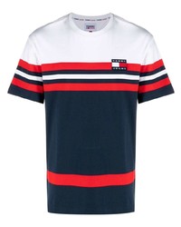 weißes horizontal gestreiftes T-Shirt mit einem Rundhalsausschnitt von Tommy Jeans