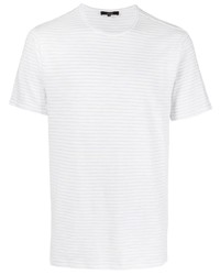 weißes horizontal gestreiftes T-Shirt mit einem Rundhalsausschnitt von Vince