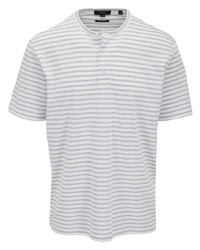weißes horizontal gestreiftes T-Shirt mit einem Rundhalsausschnitt von Vince