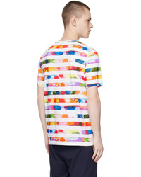 weißes horizontal gestreiftes T-Shirt mit einem Rundhalsausschnitt von Ps By Paul Smith