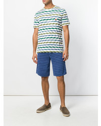 weißes horizontal gestreiftes T-Shirt mit einem Rundhalsausschnitt von Missoni Mare