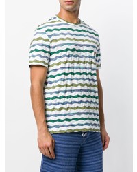 weißes horizontal gestreiftes T-Shirt mit einem Rundhalsausschnitt von Missoni Mare