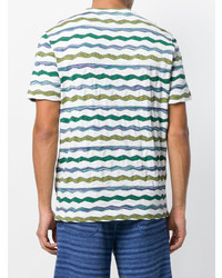 weißes horizontal gestreiftes T-Shirt mit einem Rundhalsausschnitt von Missoni Mare