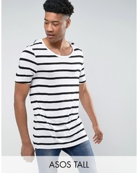 weißes horizontal gestreiftes T-shirt von Asos