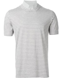 weißes horizontal gestreiftes T-shirt von Brunello Cucinelli