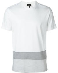 weißes horizontal gestreiftes T-shirt von Emporio Armani