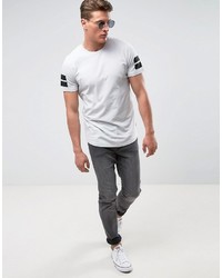 weißes horizontal gestreiftes T-shirt von Jack and Jones