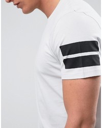 weißes horizontal gestreiftes T-shirt von Jack and Jones