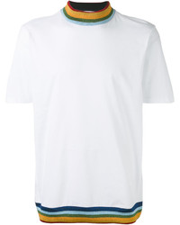 weißes horizontal gestreiftes T-shirt von Palm Angels