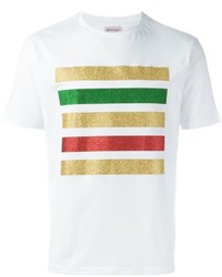 weißes horizontal gestreiftes T-shirt von Palm Angels