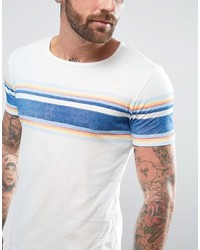 weißes horizontal gestreiftes T-shirt von Wrangler