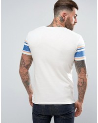 weißes horizontal gestreiftes T-shirt von Wrangler