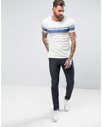 weißes horizontal gestreiftes T-shirt von Wrangler