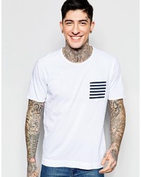 weißes horizontal gestreiftes T-shirt von Sisley