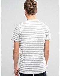 weißes horizontal gestreiftes T-shirt von Farah