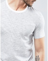 weißes horizontal gestreiftes T-shirt von Celio