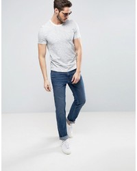 weißes horizontal gestreiftes T-shirt von Celio