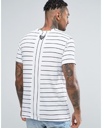 weißes horizontal gestreiftes T-shirt von Diesel