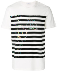 weißes horizontal gestreiftes T-shirt von Versace