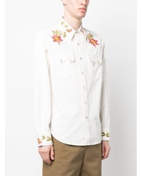 weißes Jeanshemd mit Blumenmuster von Ralph Lauren RRL