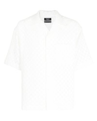 weißes Kurzarmhemd aus Netzstoff mit Vichy-Muster von FIVE CM
