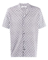 weißes Kurzarmhemd mit Argyle-Muster