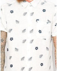 weißes Kurzarmhemd mit Blumenmuster von Asos